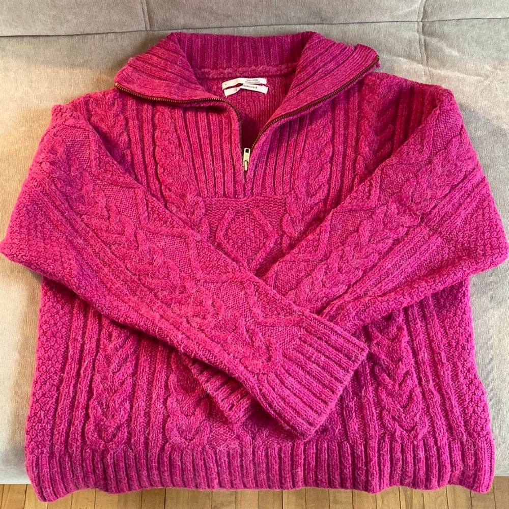 Anthropologie cable half-zip sweater sz S